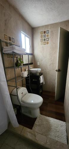 a bathroom with a toilet and a sink at Loft Armonía in Jardines del Valle in Guadalajara