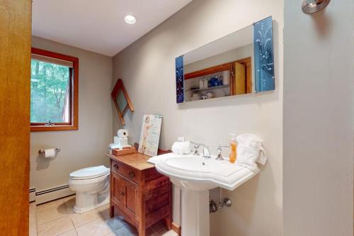 a bathroom with a sink and a toilet at Writer's Retreat in Wells