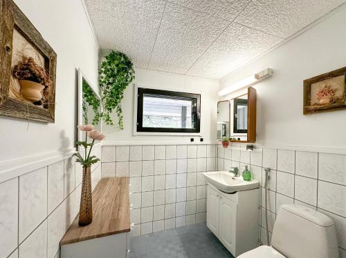 a bathroom with a toilet and a sink at Villa Laura in Savonlinna