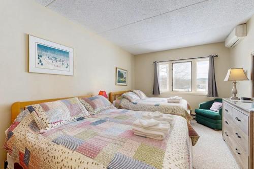 a bedroom with two beds and a window at Sunset Peak Efficiency at Rivergreen in Lincoln