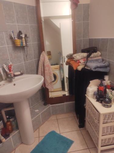 a bathroom with a sink and a toilet at Fab's Home in Oust