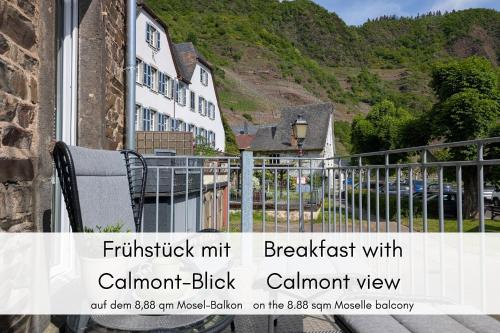 a sign for a balcony of a house with at Charme & Moselblick im Alten Winzerhaus am Calmont in Bremm
