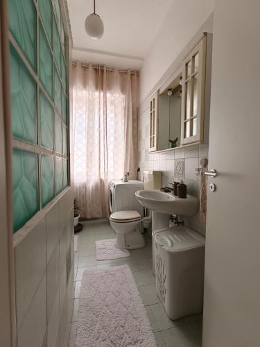 a bathroom with a toilet and a sink at suite del borgo in Turin