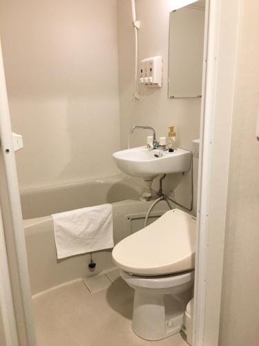 a bathroom with a toilet and a sink at Fuji Mountain Resort Hotel in Fujikawaguchiko