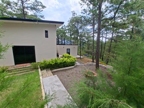 a white house with a yard and trees at Villa 1991 in San Ignacio