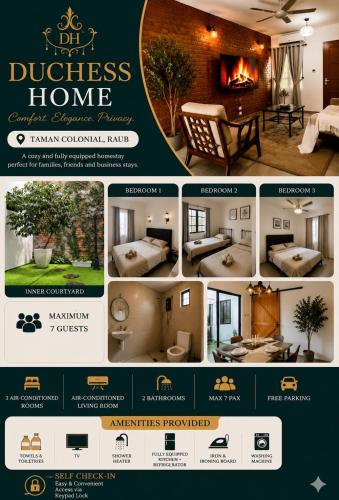 a collage of pictures of a home with a flyer at Duchess Home Taman Colonial in Raub