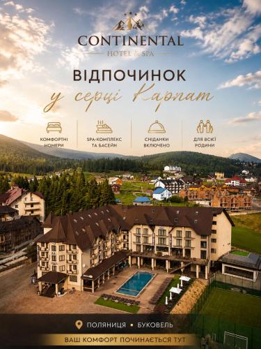 a poster for a hotel with a view of a resort at Continental SPA Resort in Bukovel