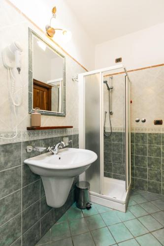 a bathroom with a sink and a shower at Agriturismo La Baita in Agerola