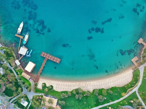 an aerial view of a beach and the ocean at Rixos Premium Bodrum in Torba