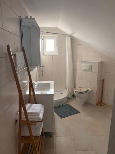 a bathroom with a sink and a toilet at Apartment Ivan in Karlobag