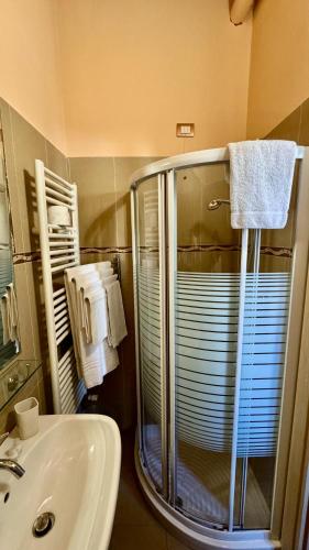a bathroom with a shower and a sink at La Rosa Garden in Campi Bisenzio
