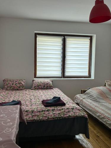 a bedroom with two beds and a window at Stan na dan Čajniče in Čajniče