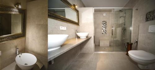 a bathroom with a toilet and a sink and a shower at Villa Ruzanna in Mandelieu-La Napoule