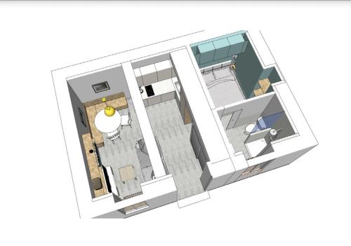 a floor plan of a room with a bed at Le Cocon de Charme - 4pers - 2min Halle Marcadieu - 6min centre ville in Tarbes