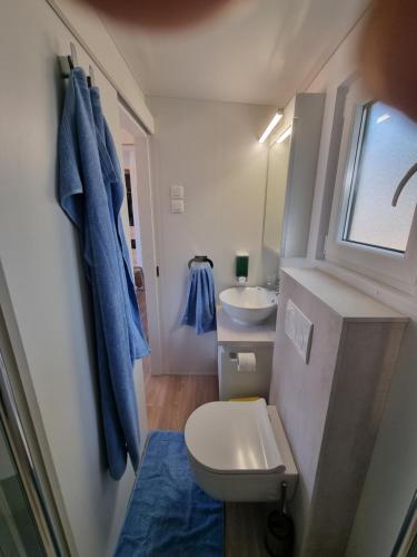 a small bathroom with a toilet and a sink at Memita Mobile homes, Selce in Selce
