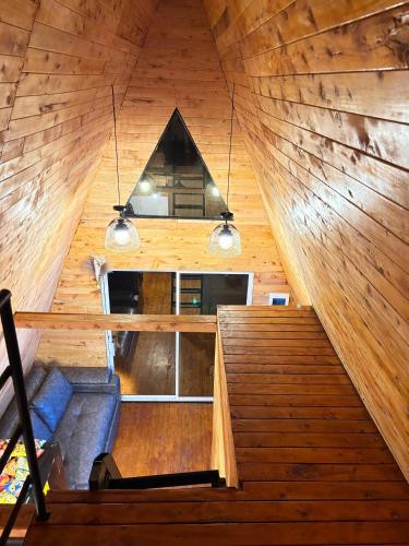 an overhead view of a room in a tiny house at Cabañas The Twins in Medellín