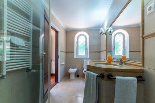 a bathroom with a sink and a toilet at Bela Vista in Azambuja