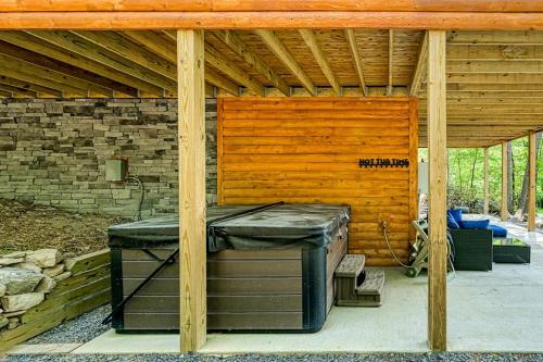 an outside view of a building with a wooden roof at Deep Creek Mountain Retreat in McHenry