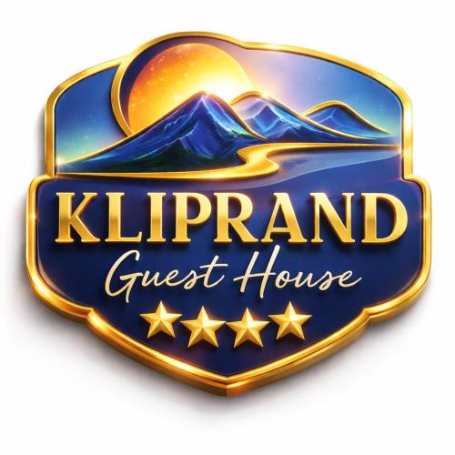 a blue and gold sign for a guest house at Kliprand Guest House in Springbok