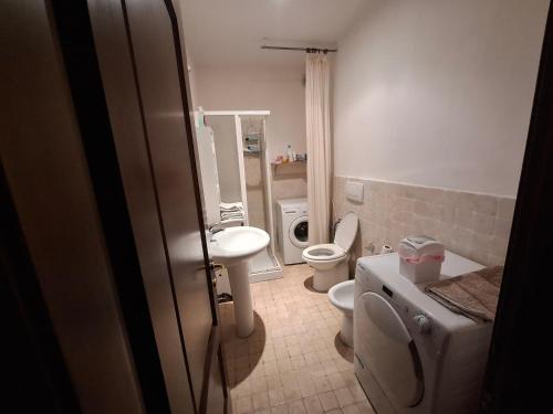 a bathroom with a toilet and a sink at Agriturismo Il Solaio in Rapolano Terme