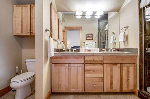 a bathroom with a toilet and a sink at Dillon Ridge Retreat in Dillon