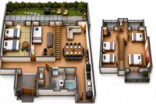 two views of a floor plan of a house at Kokura Family House, 10 Min to Station, 2 Parking, 4 Bed Room in Kitakyushu
