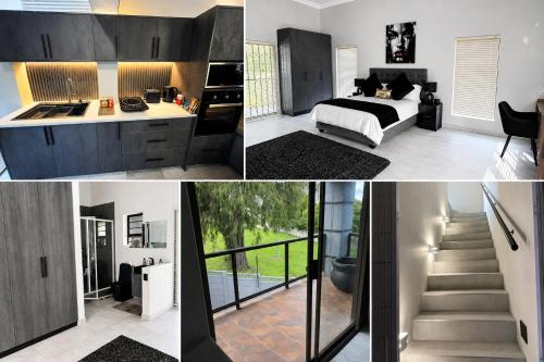 a collage of four pictures of a bedroom and a bathroom at Ridgeworth Royale in Tyger Valley
