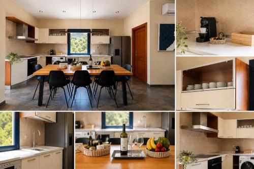 a kitchen with a table and chairs in it at Themis Luxury Private Villa Rhodes with Private Pool in Ialysos