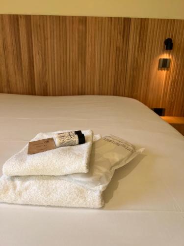 two towels sitting on top of a bed at Vila Mill in Sveti Jurij ob Ščavnici