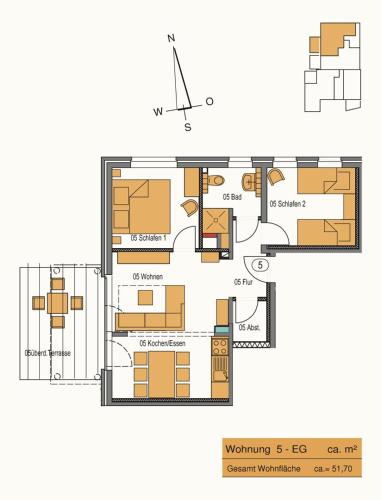 a floor plan of a house at Wittehuus Wohnung 5 in Borkum