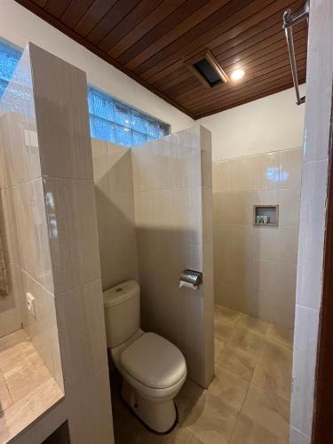 a bathroom with a toilet and a shower at Arsa Wayan Guest House in Klungkung