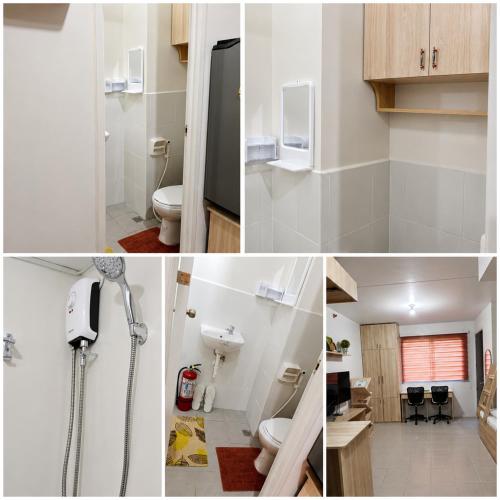 a collage of pictures of a bathroom with a toilet at Primerose Manor - Near Mactan Airport & Beaches in Pajak