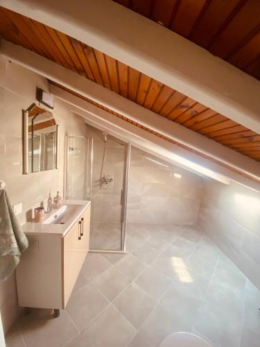 a bathroom with a sink and a shower at Ceres26 in Fethiye