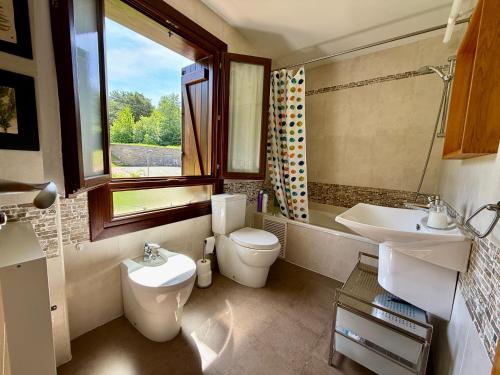 a bathroom with a toilet and a sink at Cozy apartment with mountain views in Panticosa