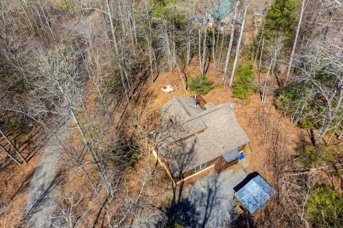 an overhead view of a house in the woods at The Lovely Cabin in Black Mountain