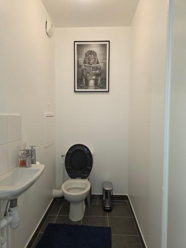 a bathroom with a toilet and a sink at Duplex Rooftop premium - 4 chambres - Evry in Courcouronnes