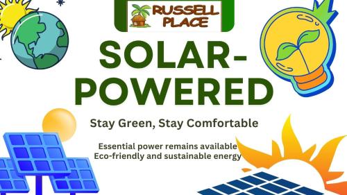 Un folleto de una empresa de energía solar con ilustraciones de paneles solares. en Russell Place, en San Vicente