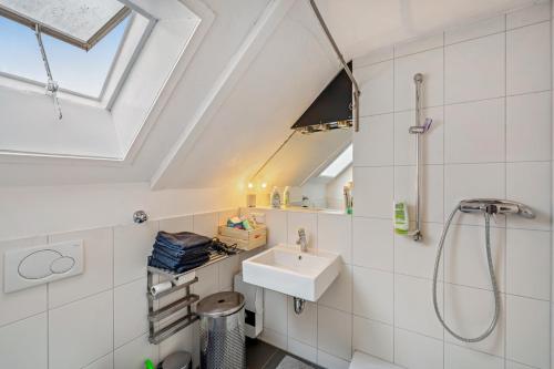 a bathroom with a sink and a shower at Large Apartment 60 M² With Garden in Emmendingen