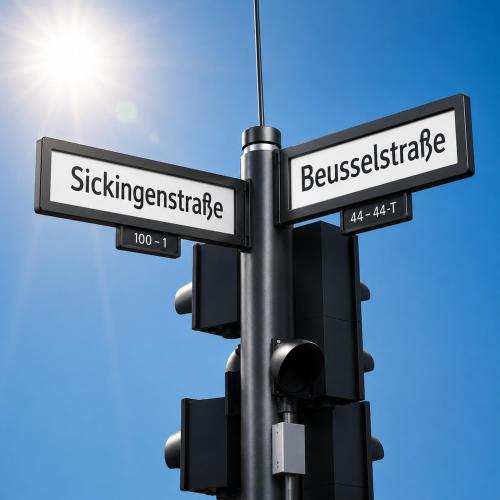 two street signs on top of a traffic light at Hotel Sickinger Hof in Berlin