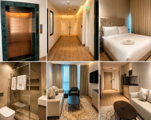 a collage of photos of a hotel room at Soho Residence سوهو ريزيدنس in Kuwait