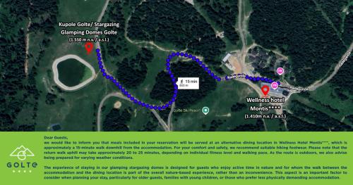 a map of the wicks proposed trail at Stargazing Glamping Domes Golte in Mozirje