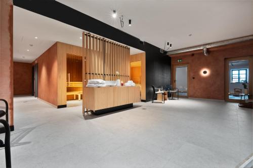 an office with a reception desk in a building at Apartmány Pod Jabloní in Jablonné nad Orlicí