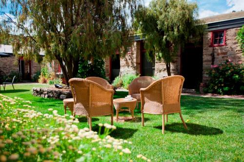 a group of chairs sitting in the grass at Olivers Central Otago in Clyde