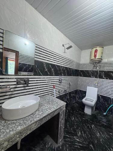 a bathroom with a sink and a toilet at Cafekush tosh in Tosh