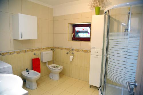 a bathroom with a toilet and a sink at Green Touch in Ivanjkovci