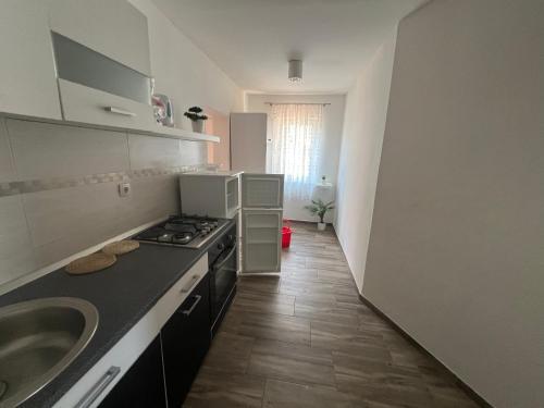 a kitchen with a sink and a stove top oven at Apartments Tajana in Novigrad Istria