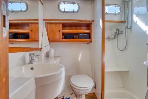 a bathroom with a toilet and a sink at yacht Twenty Seven in Les Sables-d'Olonne