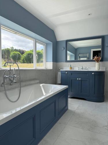 a blue bathroom with a tub and a sink at The Nook County Dublin in Dublin