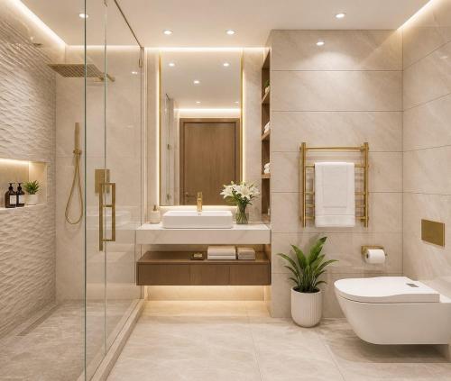 a bathroom with a sink and a toilet and a shower at Hotel Grand Paul in New Delhi
