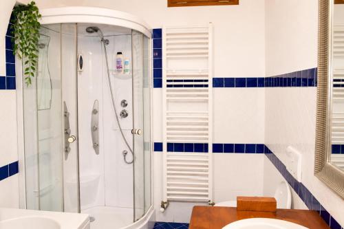 a bathroom with a shower and a toilet at Officine Bordighera in Bordighera